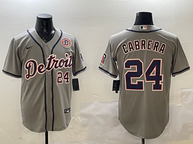 Men Detroit Tigers #24 Cabrera Grey Game 2025 Nike MLB Jersey style 2